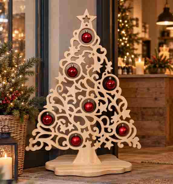 Große Weihnachtsbäume & Engel aus Holz 63–135 cm