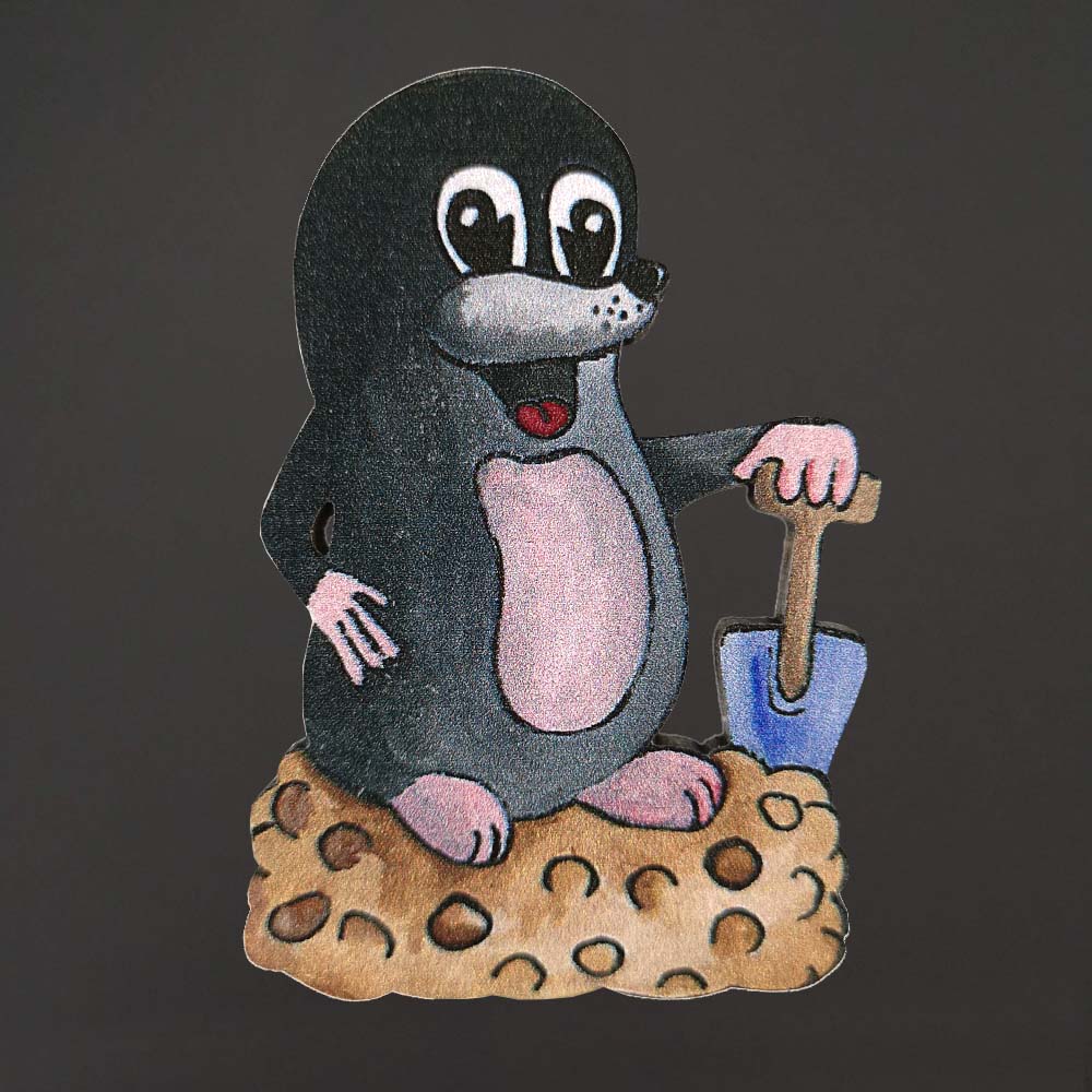 Dřevěný magnet krtek, 6 cm