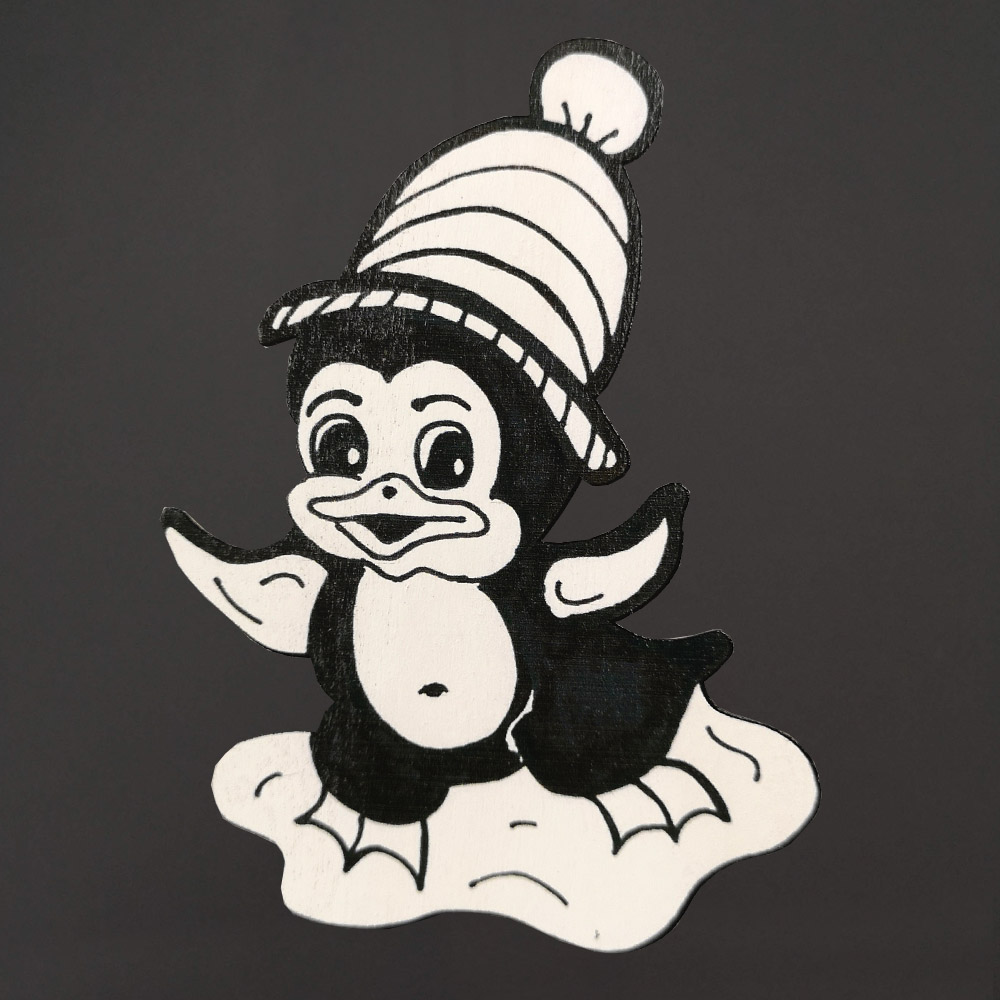 Dřevěný magnet k domalování tučňák, 10 cm