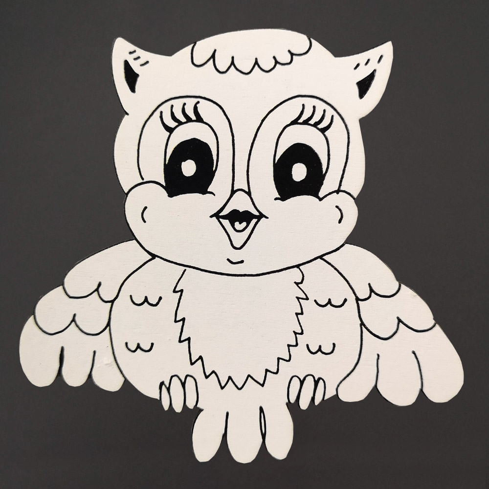 Dřevěný magnet k domalování sova, 10 cm