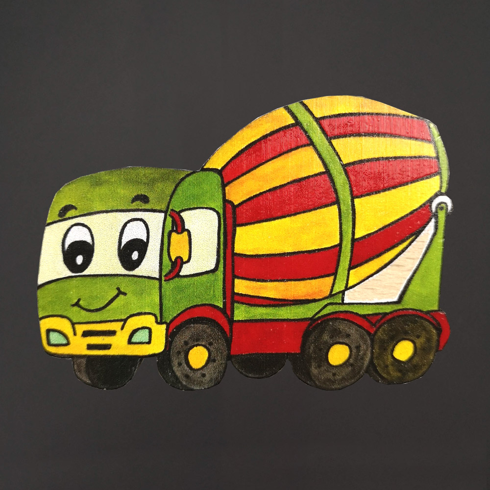 Dřevěný magnet míchačka, 6 cm