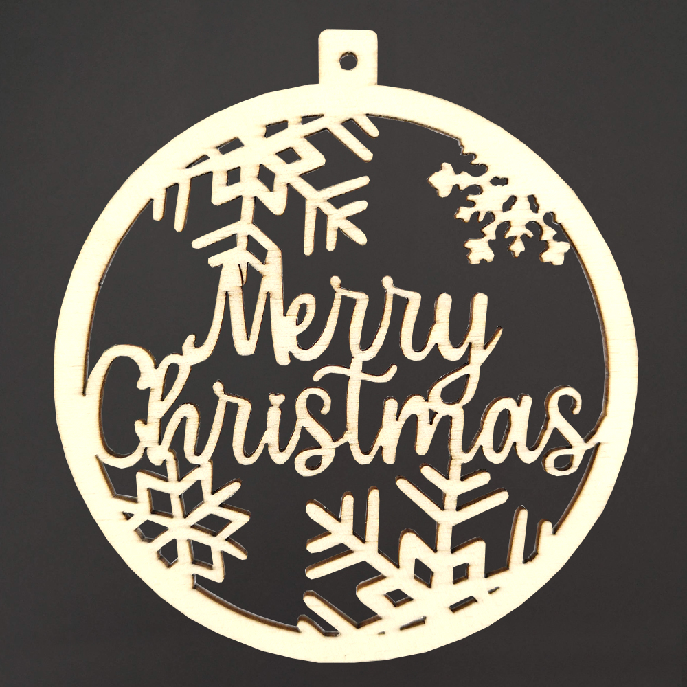 Dřevěná ozdoba kolečko - Merry Christmas, 6 cm, český výrobek