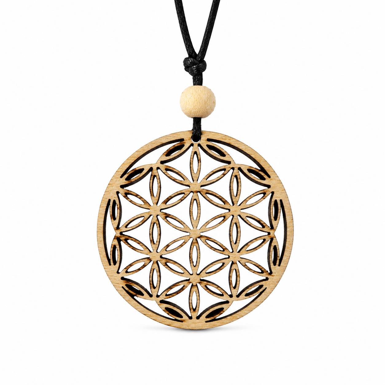 Dřevěný přívěsek z masivního dřeva kulatý mandala 5 cm, český výrobek