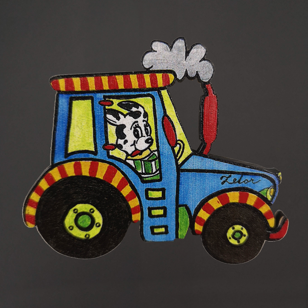 Dřevěný magnet traktor 6 cm