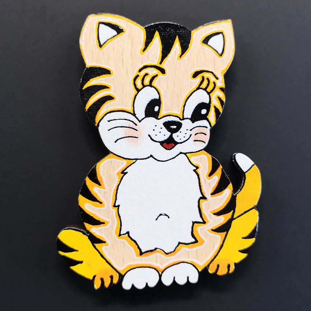 Dřevěný magnet kočka 6 cm