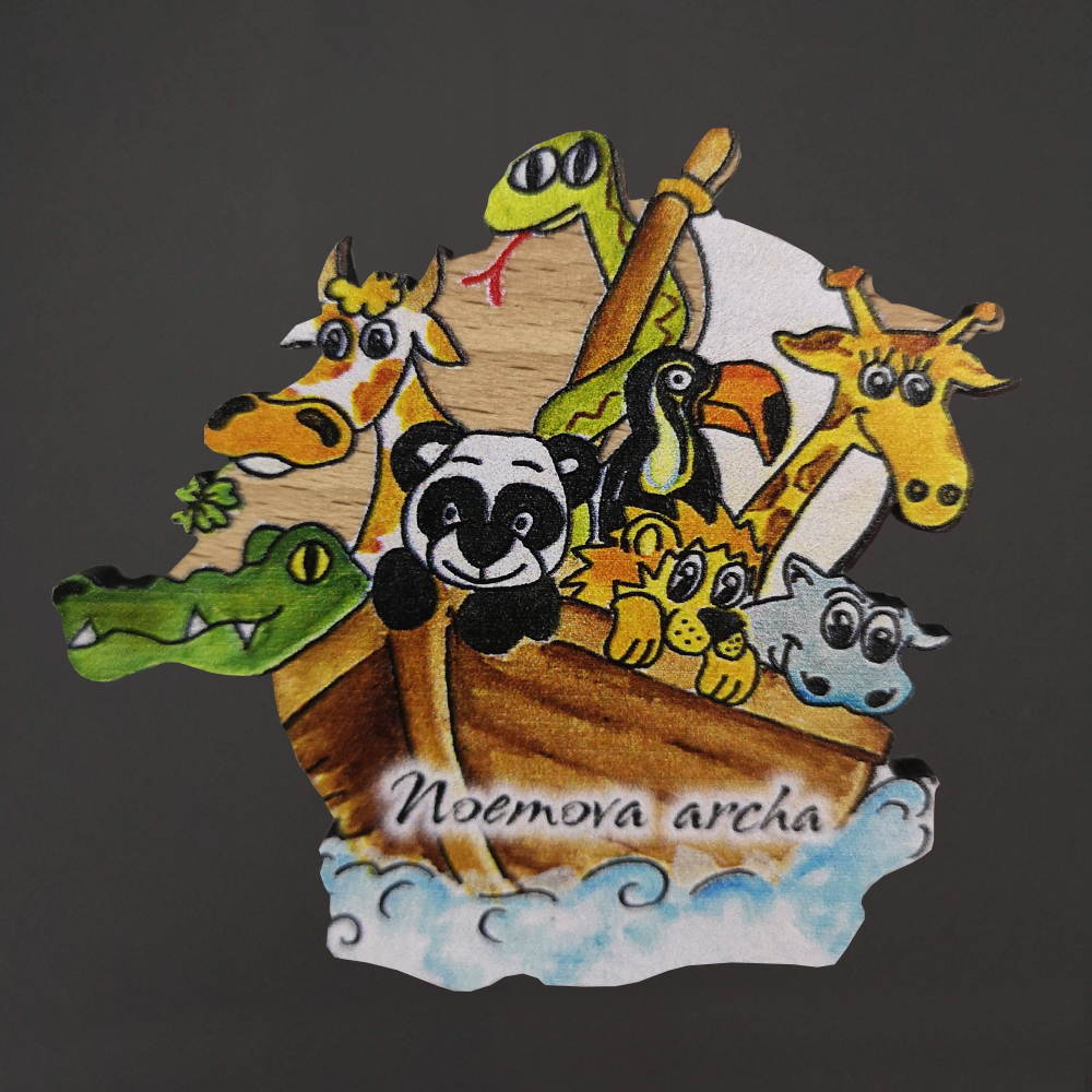 Dřevěný magnet Noemova archa 6 cm