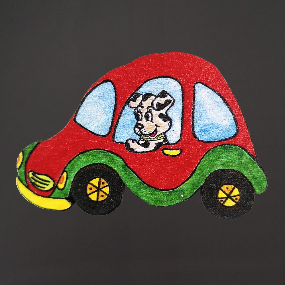 Dřevěný magnet auto 6 cm