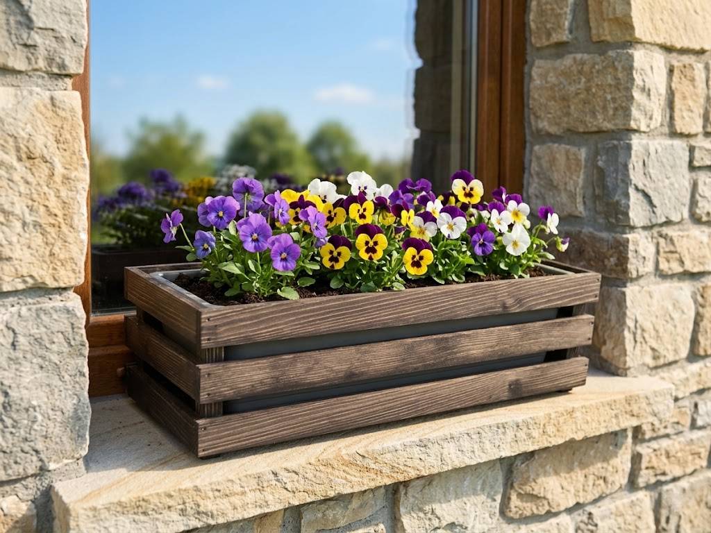 Dřevěný obal s truhlíkem tmavý, 52x21,5x17cm, český výrobek