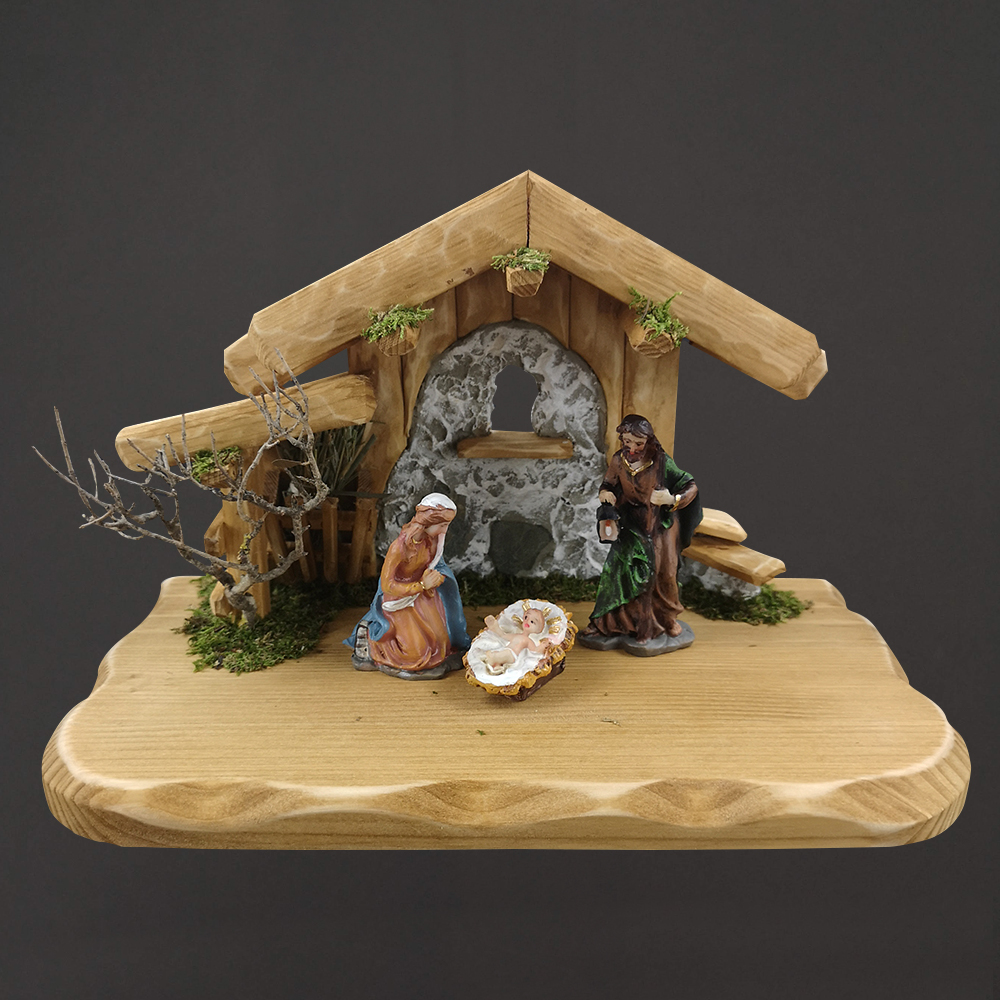 Dřevěný betlém BEZ FIGUREK 28 cm, český výrobek