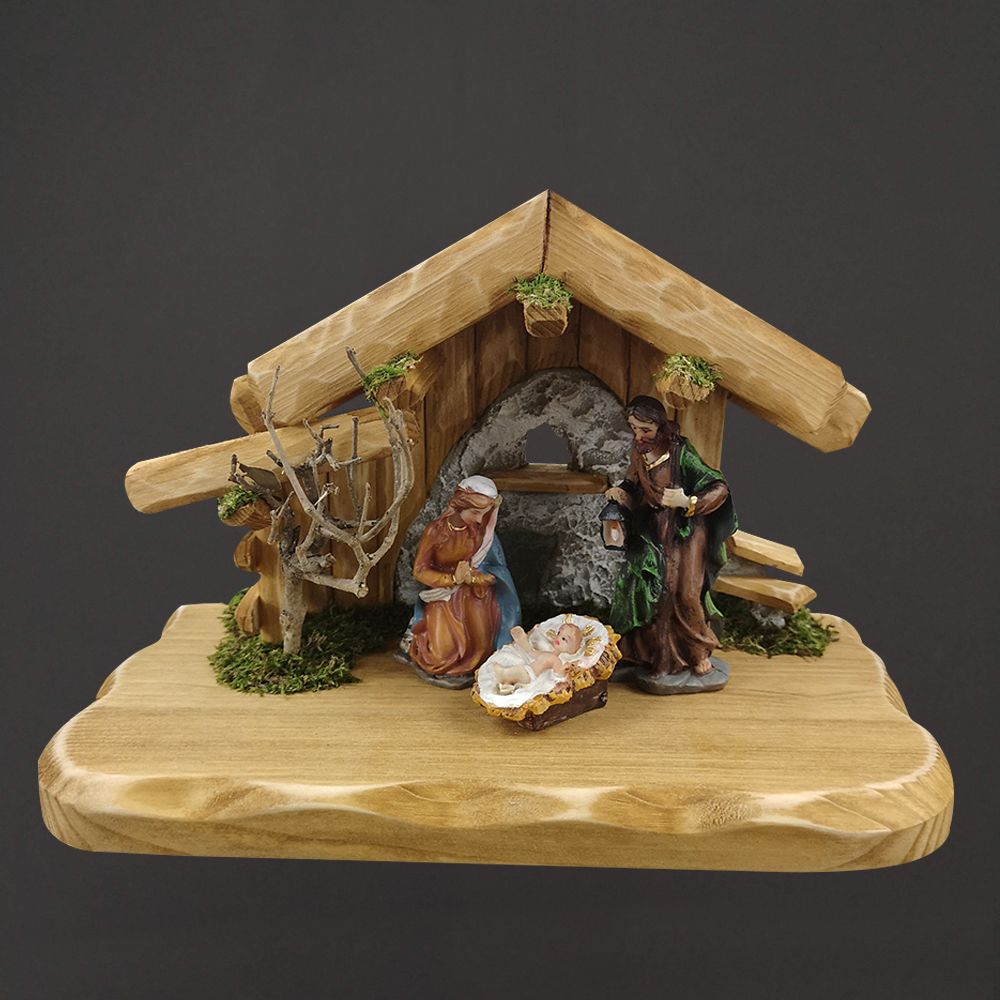 Dřevěný betlém s figurkami 23 cm, český výrobek