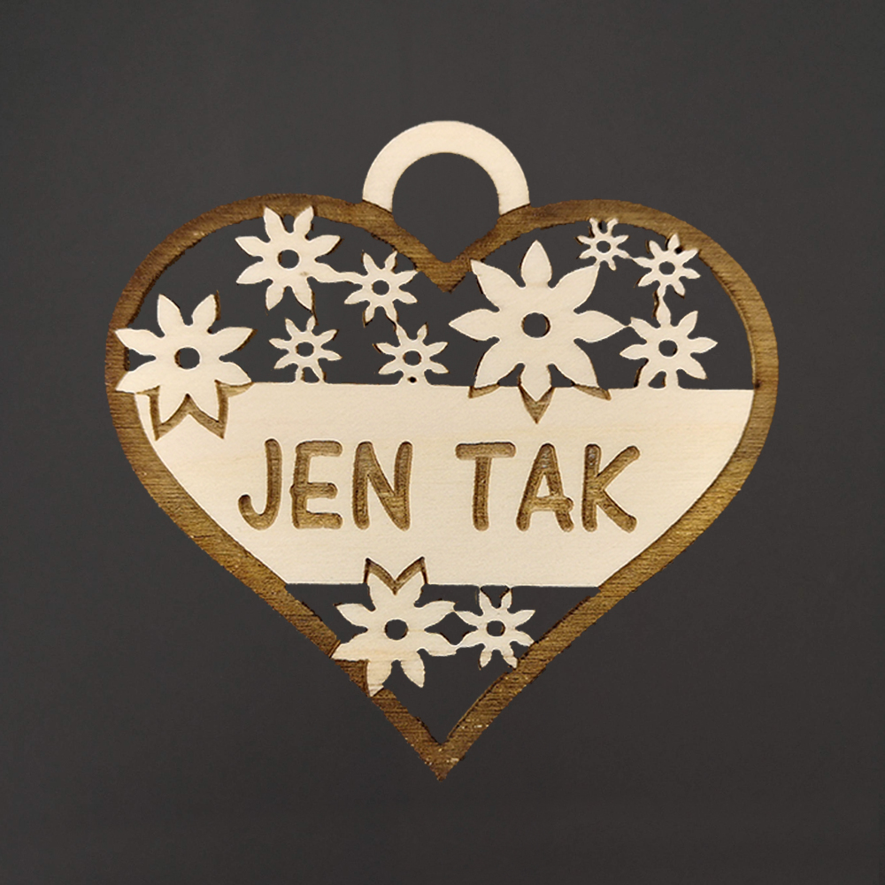 Dřevěné srdce s textem "jen tak", 7 cm, český výrobek