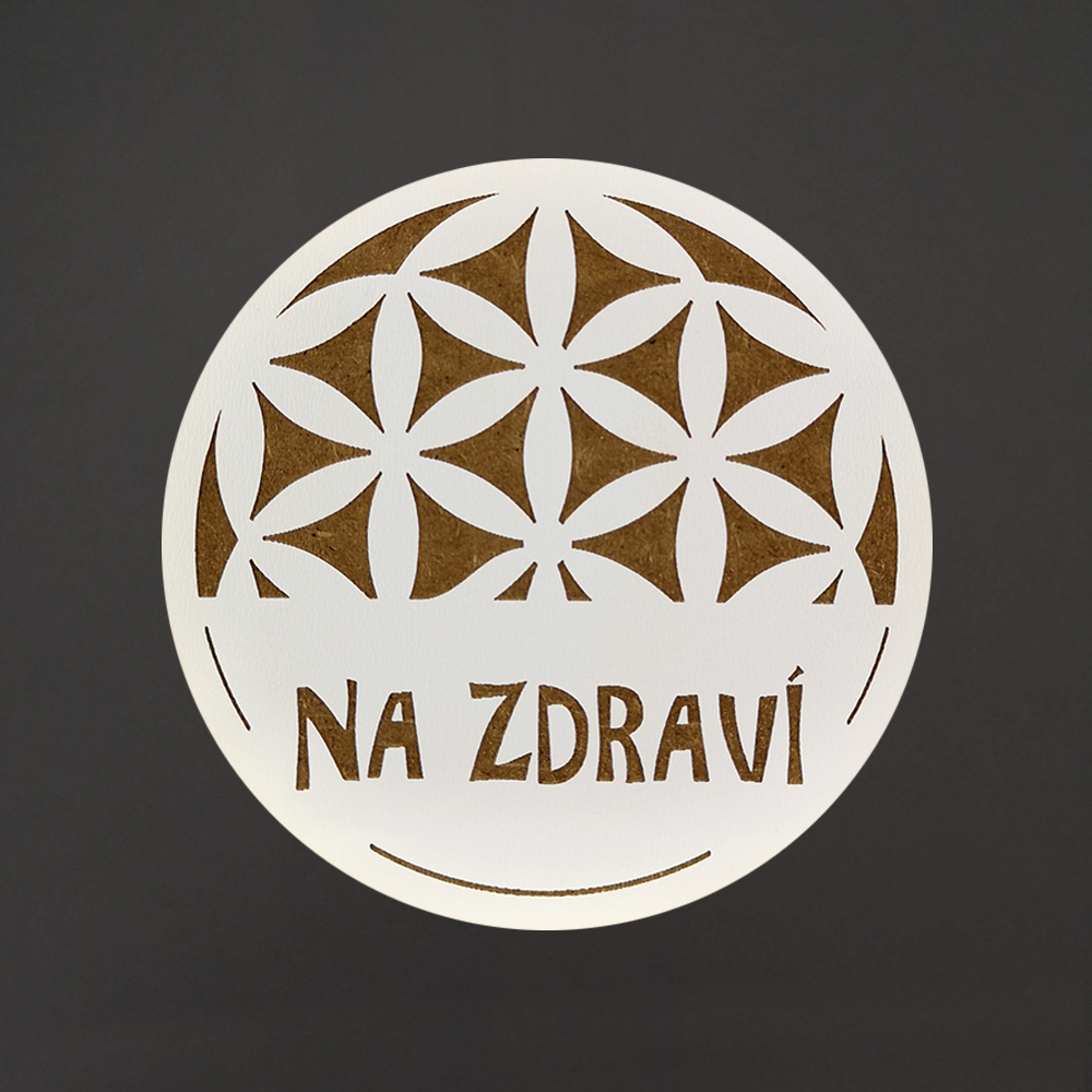 Dřevěný podtácek kulatý text "na zdraví", průměr 10,5 cm, český výrobek