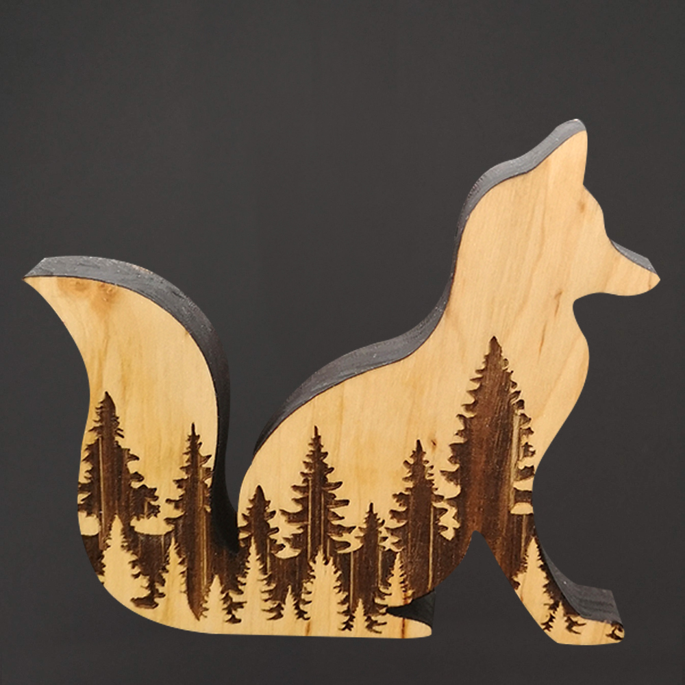 Dřevěná dekorace liška, masivní dřevo 14 x 12 cm, český výrobek
