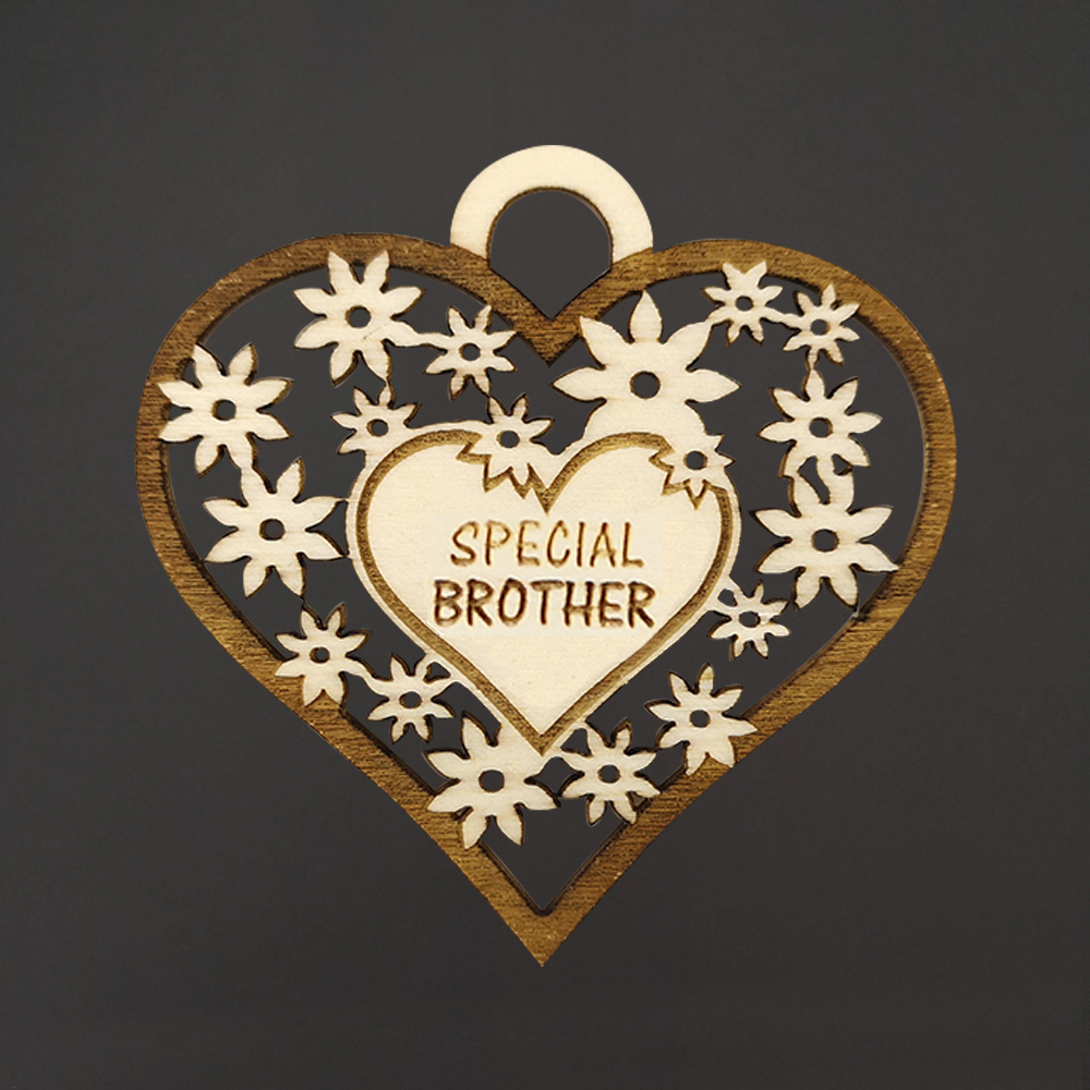 Dřevěné srdce s textem "SPECIAL BROTHER", 7 cm, český výrobek
