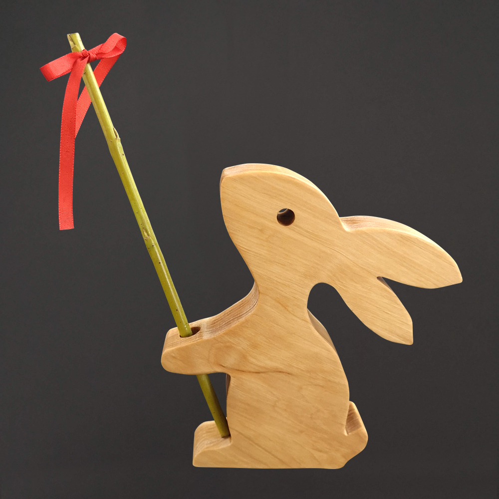 Dřevěná dekorace zajíc, masivní dřevo, 15 cm, český výrobek