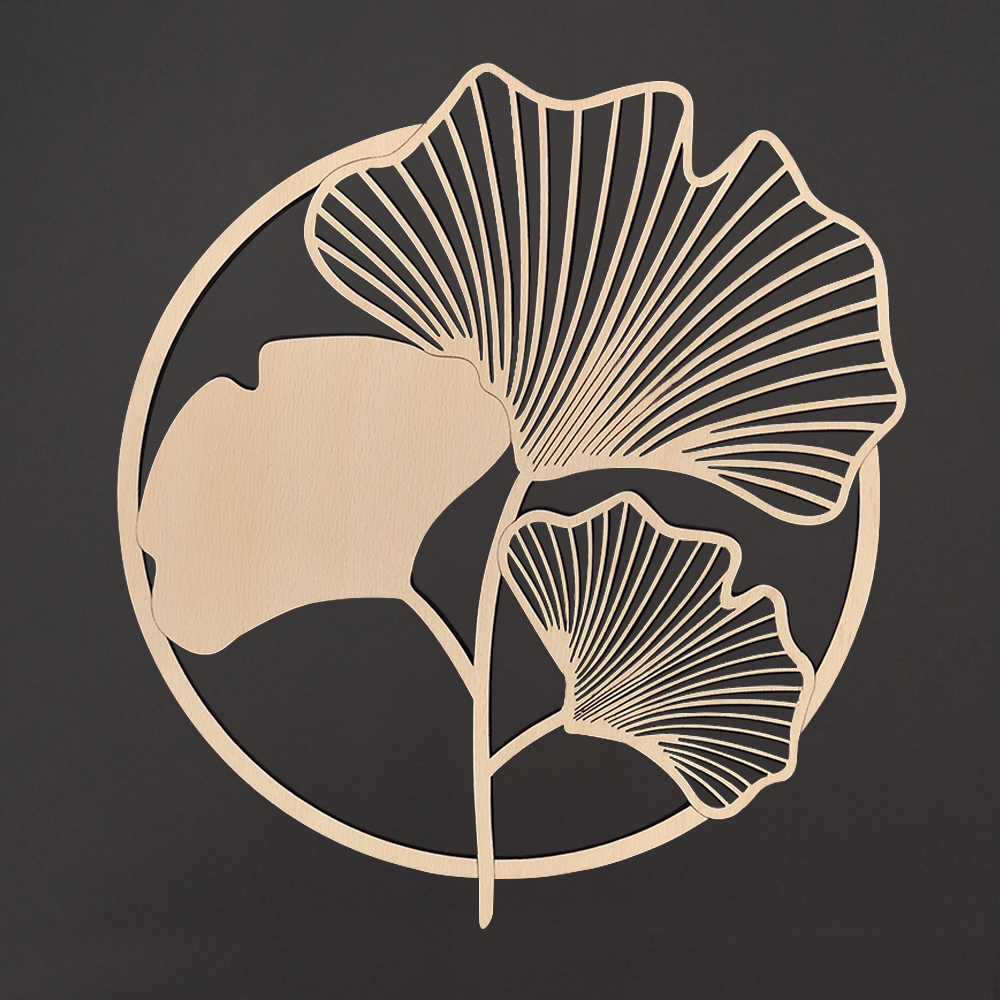 Dřevěný obraz Ginkgo biloba, rozměr 27 cm, český výrobek
