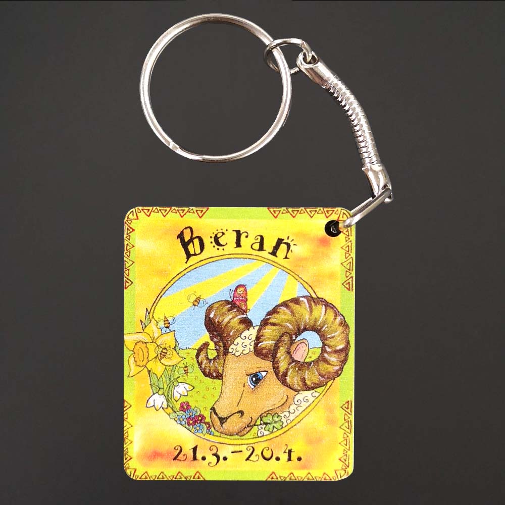 Dřevěná klíčenka beran, 4 cm