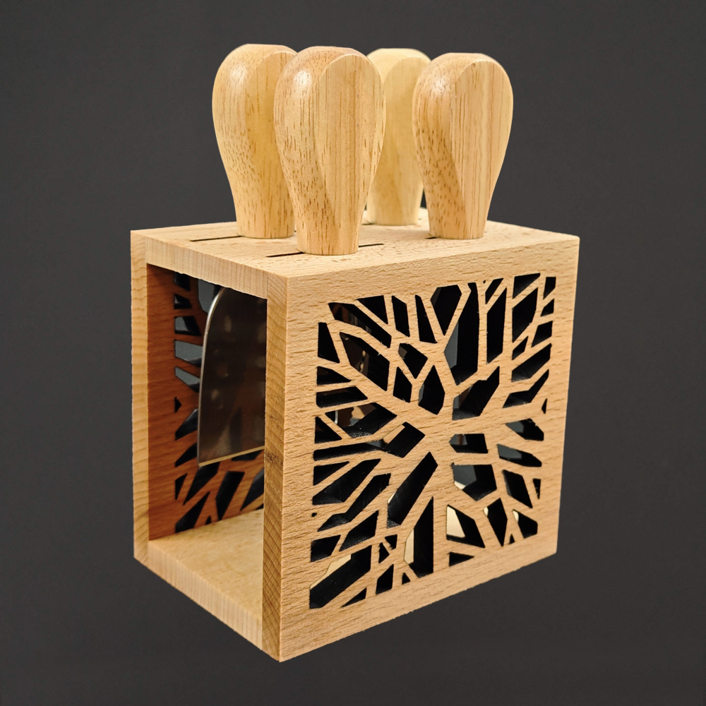 Dřevěný sýrový set větvičky, masivní dřevo, 15,5 cm