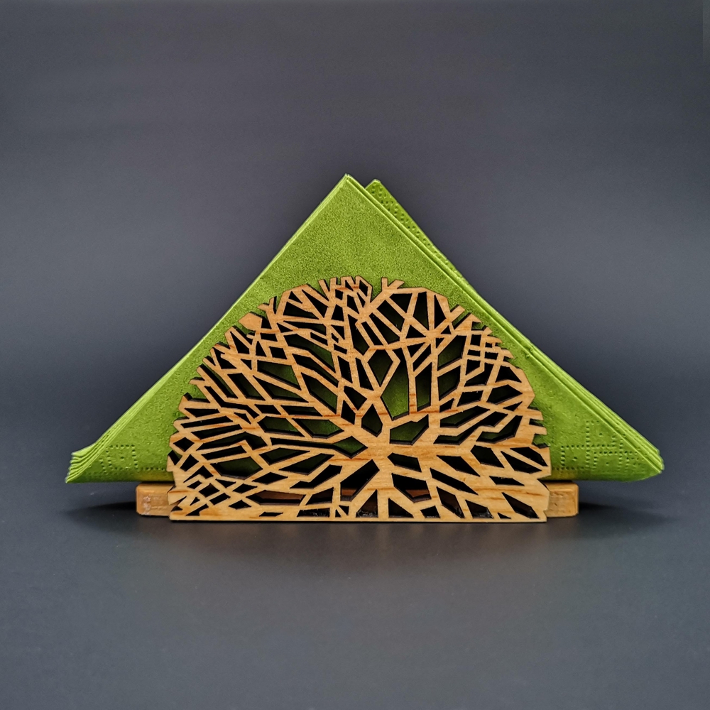 Dřevěný stojánek na ubrousky s motivem větviček, masivní dřevo, 12,5x6,5x3,5 cm