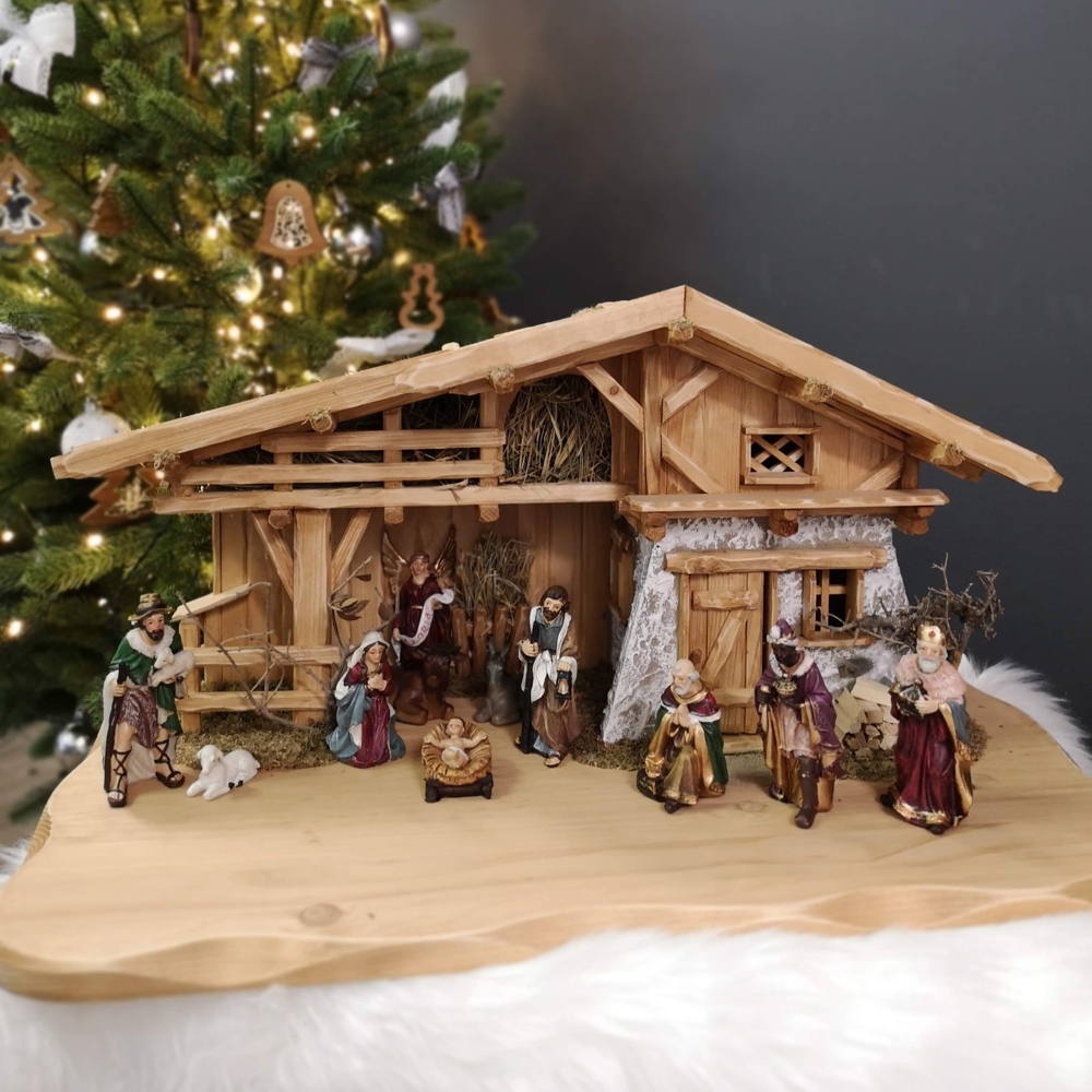 Dřevěný betlém BEZ FIGUREK 65 cm