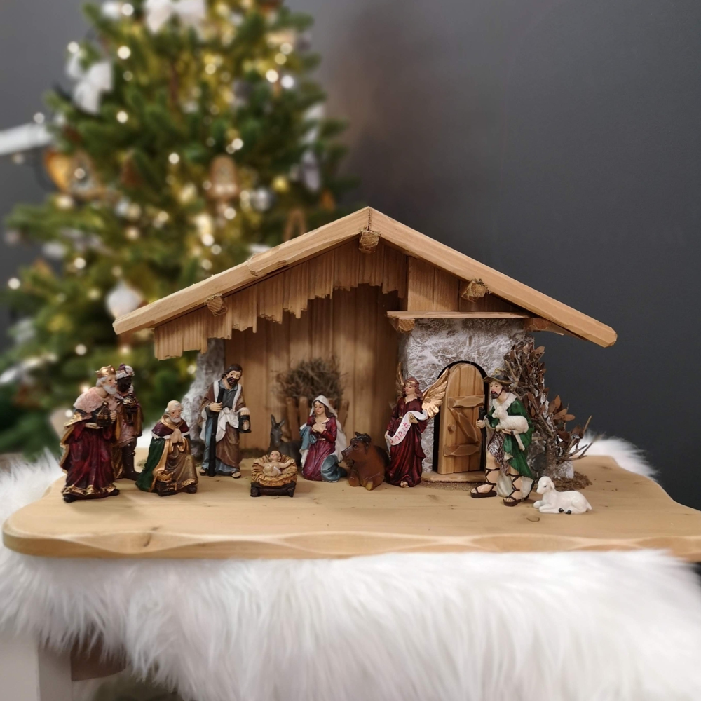Dřevěný betlém BEZ FIGUREK 60 cm
