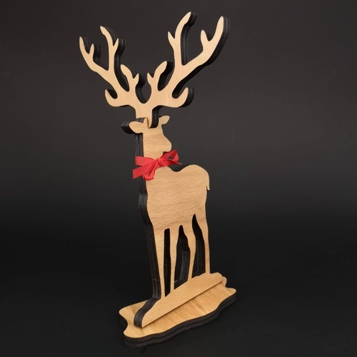 Dřevěná dekorace jelen, výška 19 cm