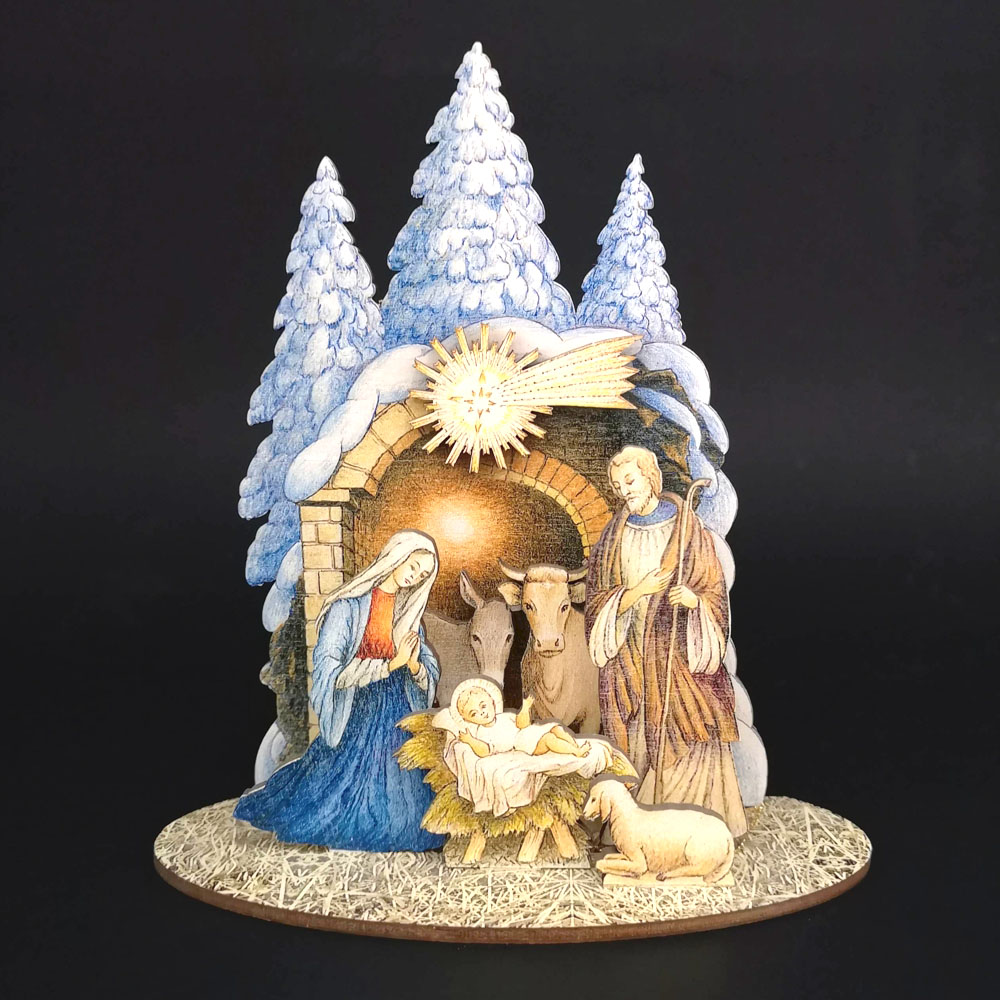 Dřevěný skládací betlém 3D 20 cm