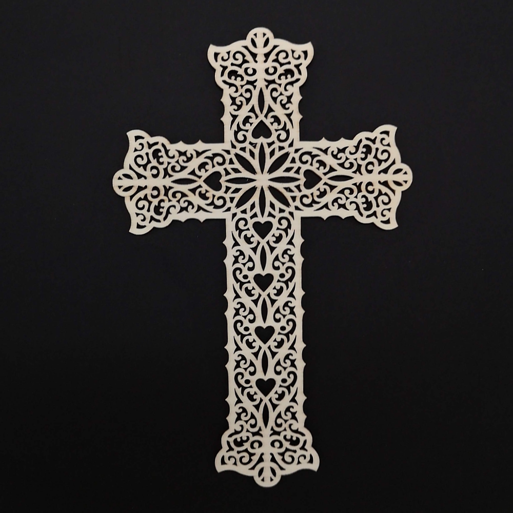 Dřevěný kříž s ornamentem 25 cm