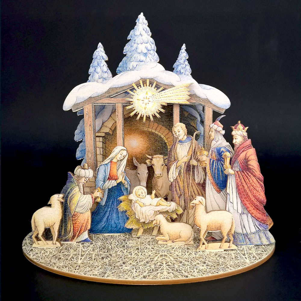 Dřevěný skládací betlém 3D 20 cm