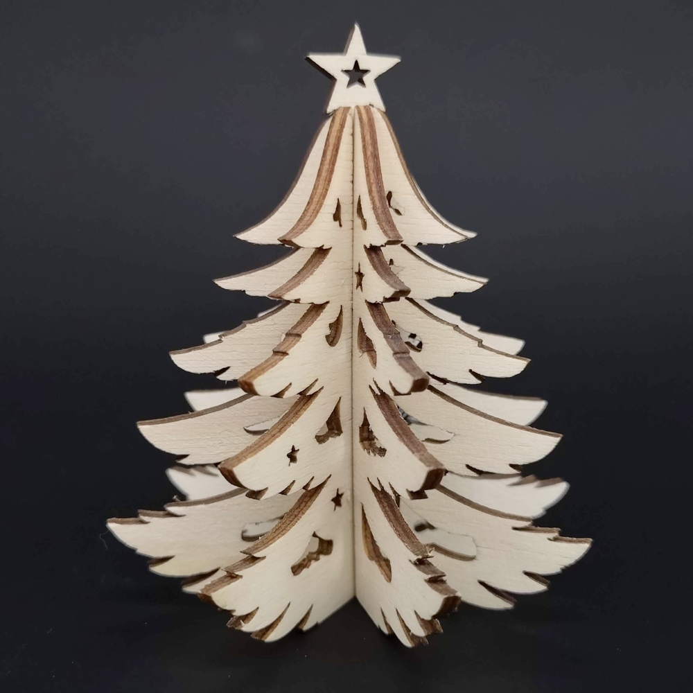 Dřevěný 3D stromek, výška 9 cm