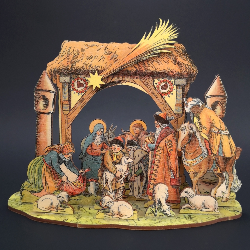 Dřevěný skládací betlém 3D 24 cm