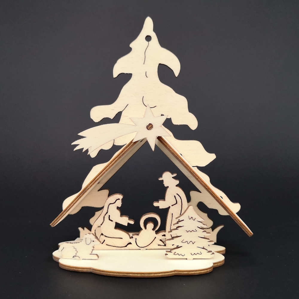 Dřevěný 3D betlém, 12 cm