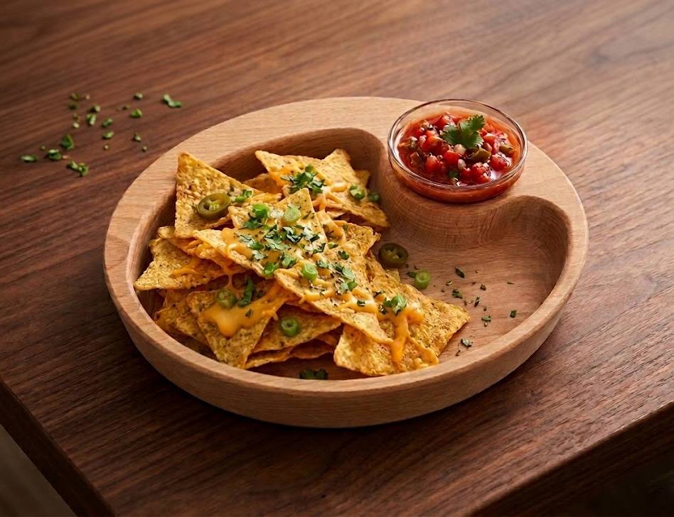 Dřevěná miska nachos oválná, masivní dřevo, rozměr 25x20x4,5 cm