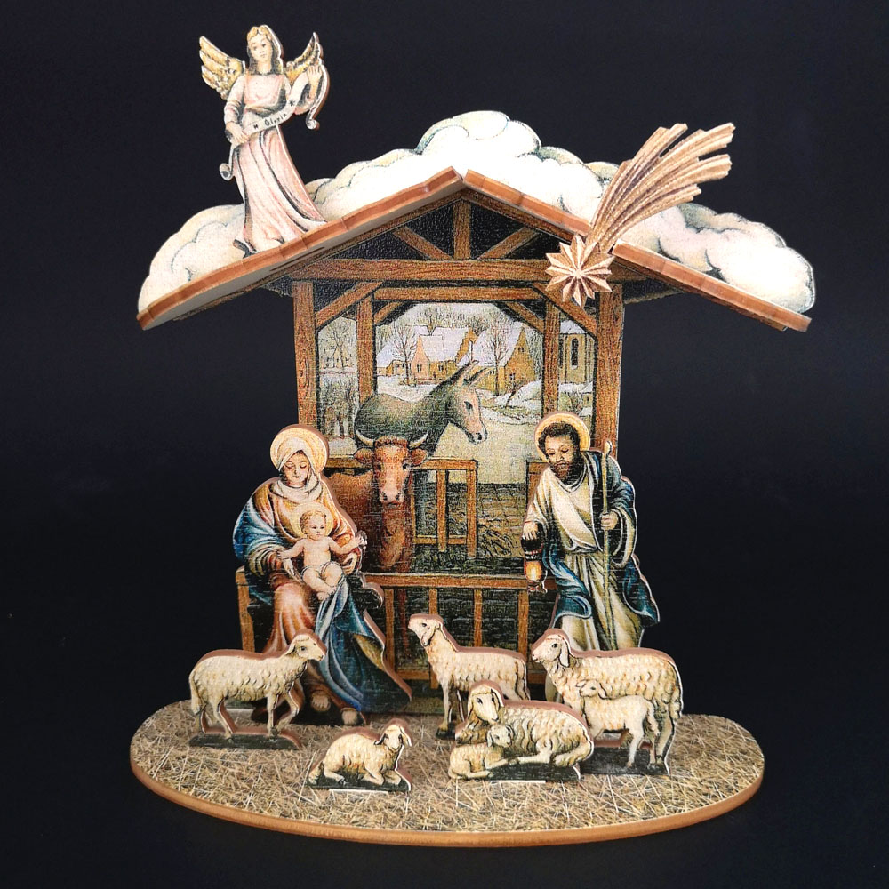 Dřevěný skládací betlém 3D 18 cm