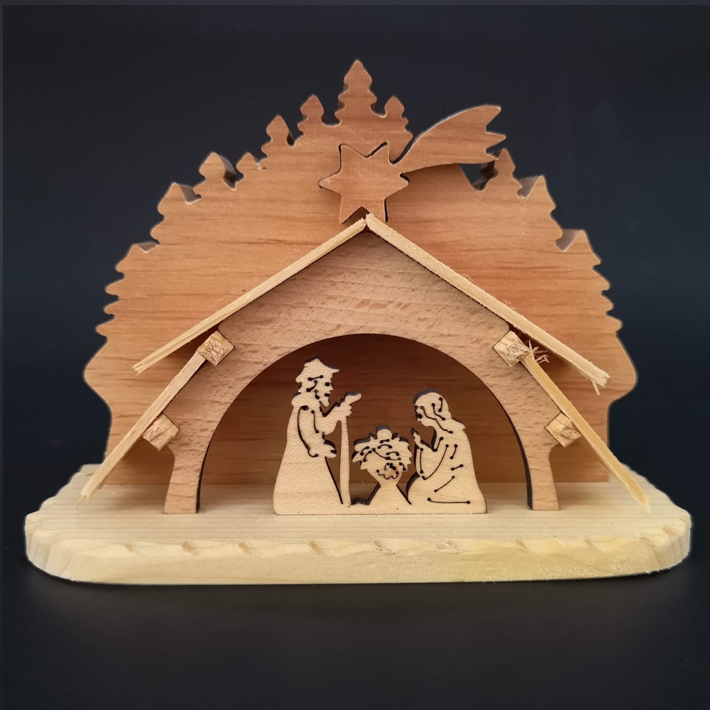 Dřevěný betlém, masivní dřevo, 14,5x11x3 cm