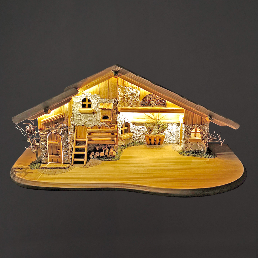 Dřevěný osvětlený betlém BEZ FIGUREK 65 cm