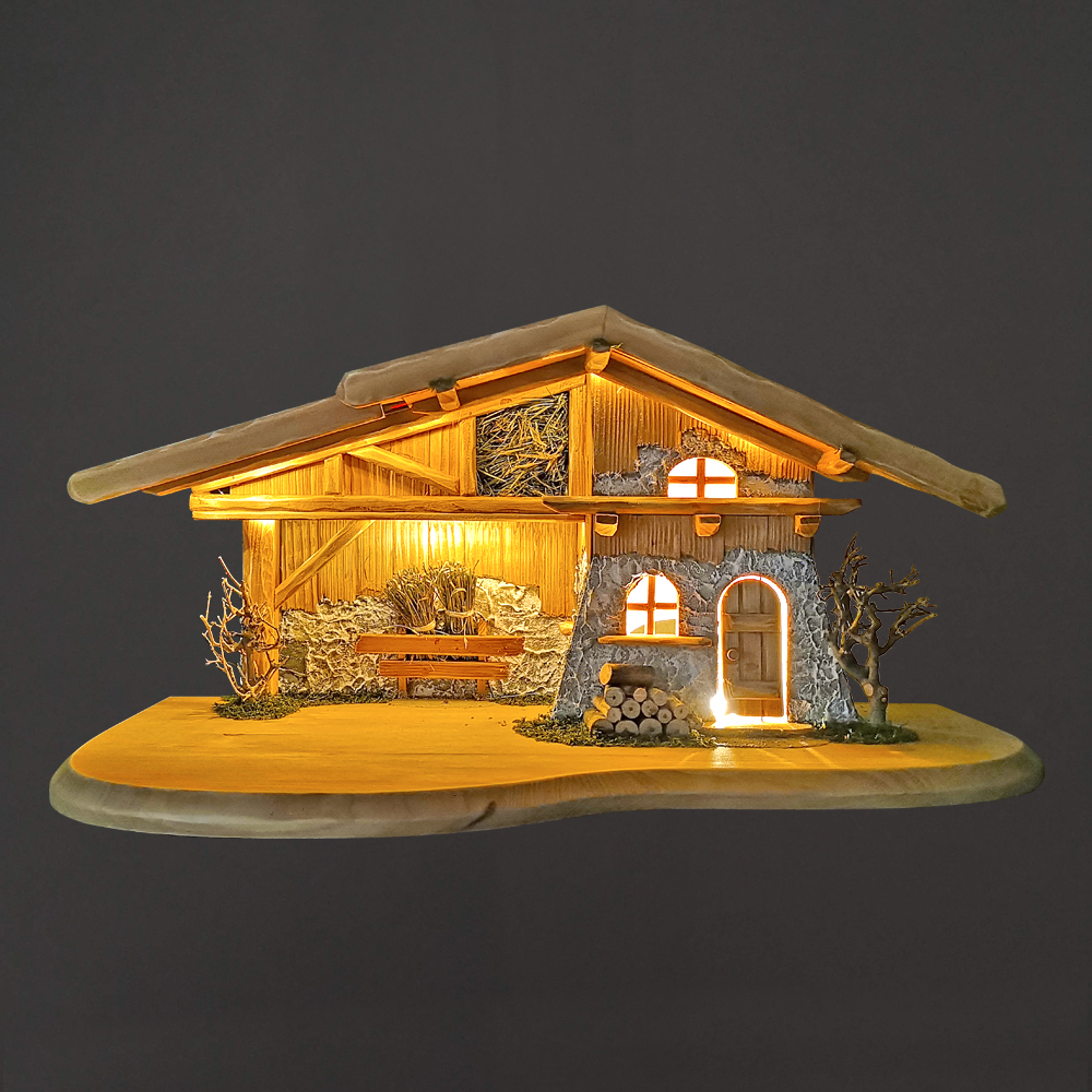 Dřevěný osvětlený betlém BEZ FIGUREK 54 cm