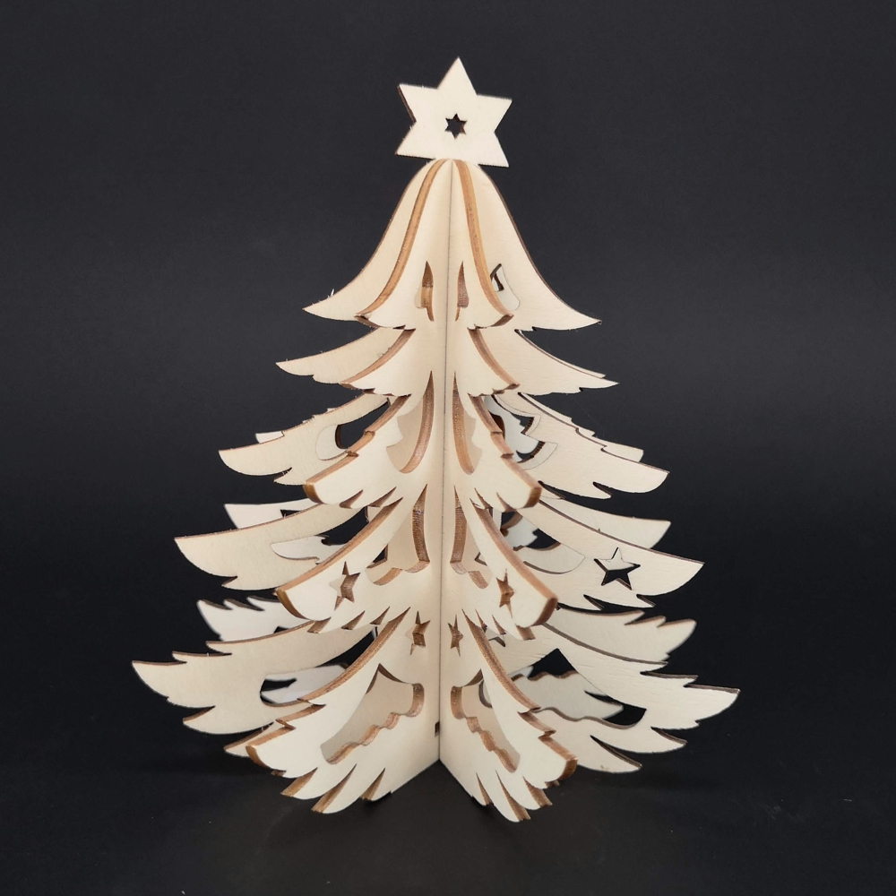Dřevěný 3D stromek, výška 15 cm