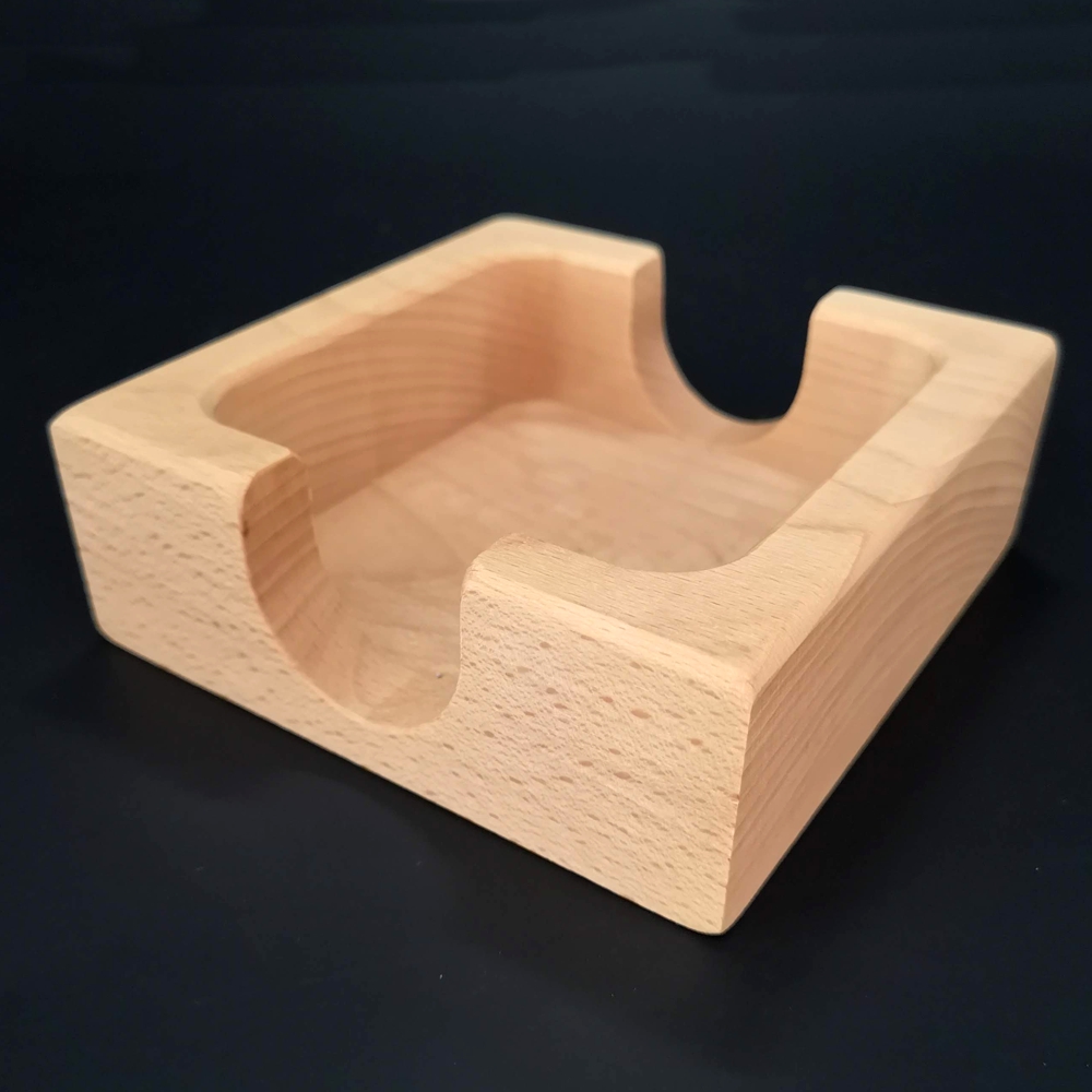 Dřevěný stojánek hranatý na podtácky hranaté, masivní dřevo, 12,5x12,5x4,5 cm
