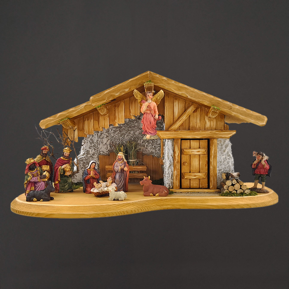 Dřevěný betlém s figurkami 50 cm
