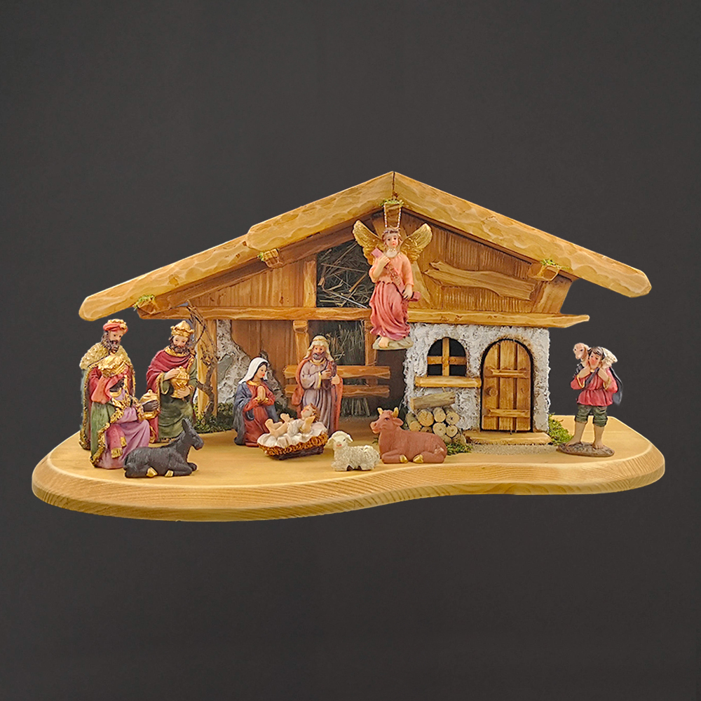 Dřevěný betlém s figurkami 45 cm