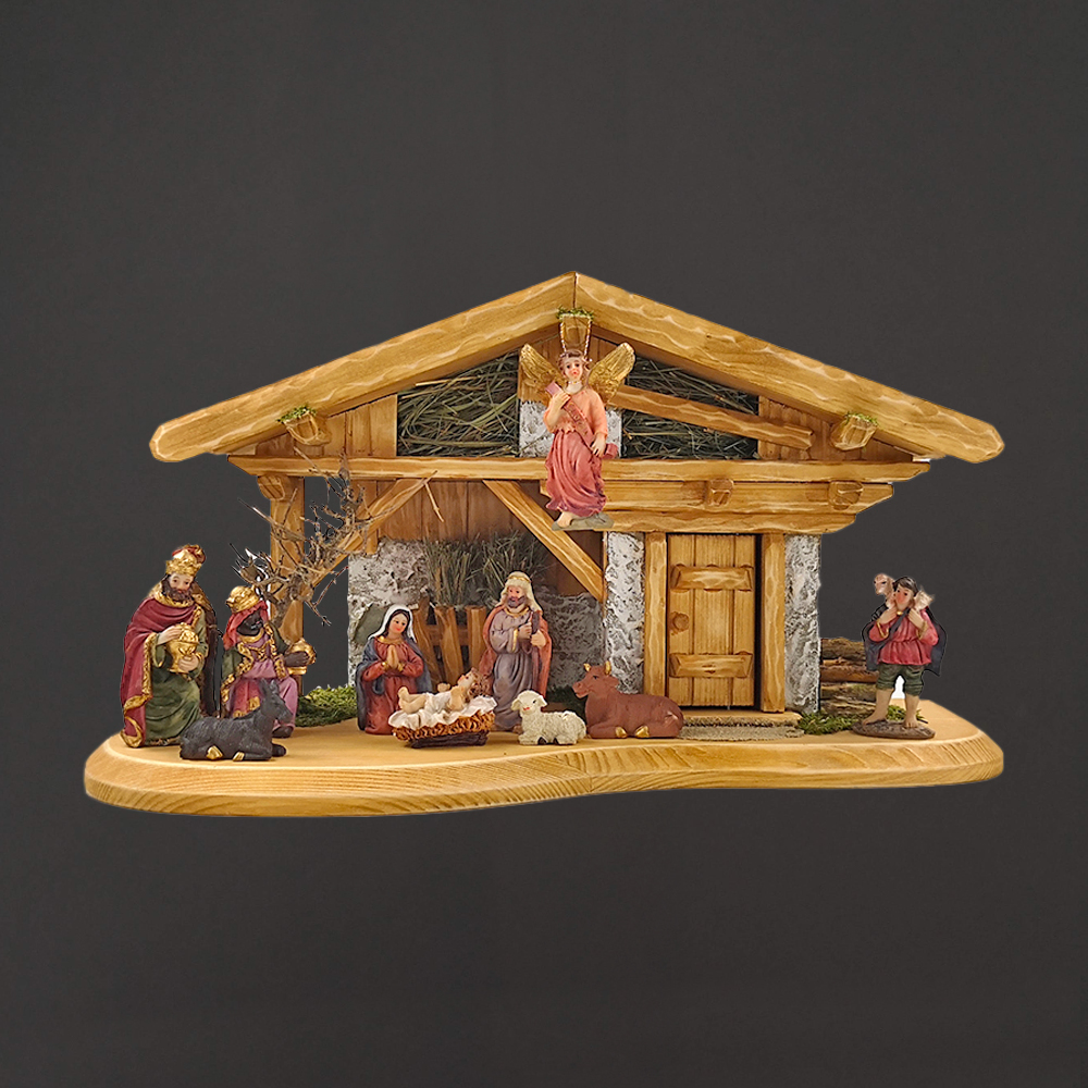 Dřevěný betlém s figurkami 44 cm