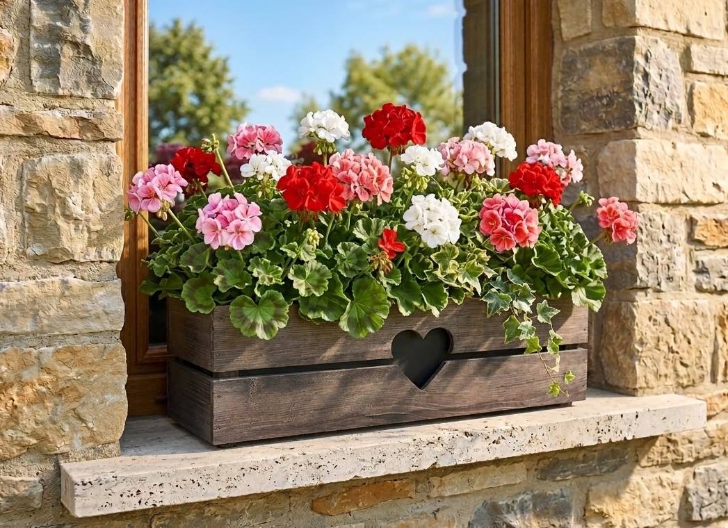 Dřevěný obal s truhlíkem se srdcem tmavý, 52x21,5x17cm Český výrobek