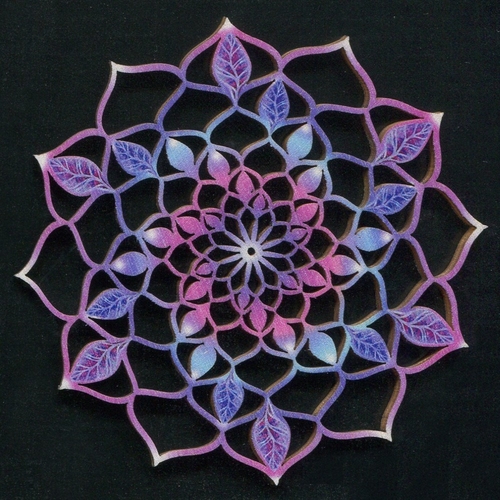Dřevěná dekorace mandala barevná 9cm