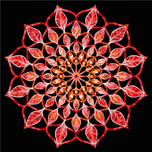 Dřevěná dekorace mandala červená 9 cm