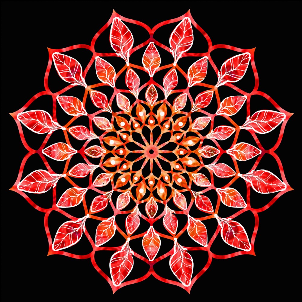 Dřevěná dekorace mandala červená 20 cm