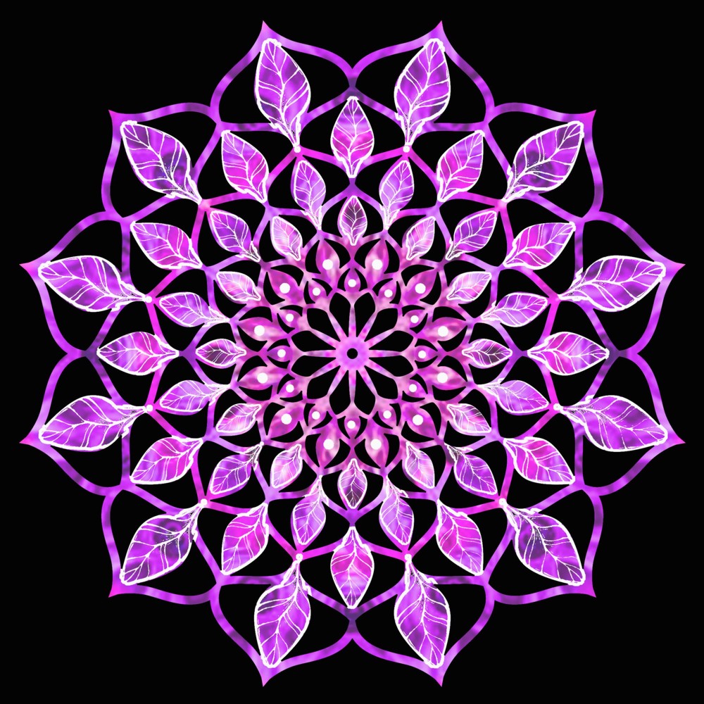 Dřevěná dekorace mandala fialová 20 cm