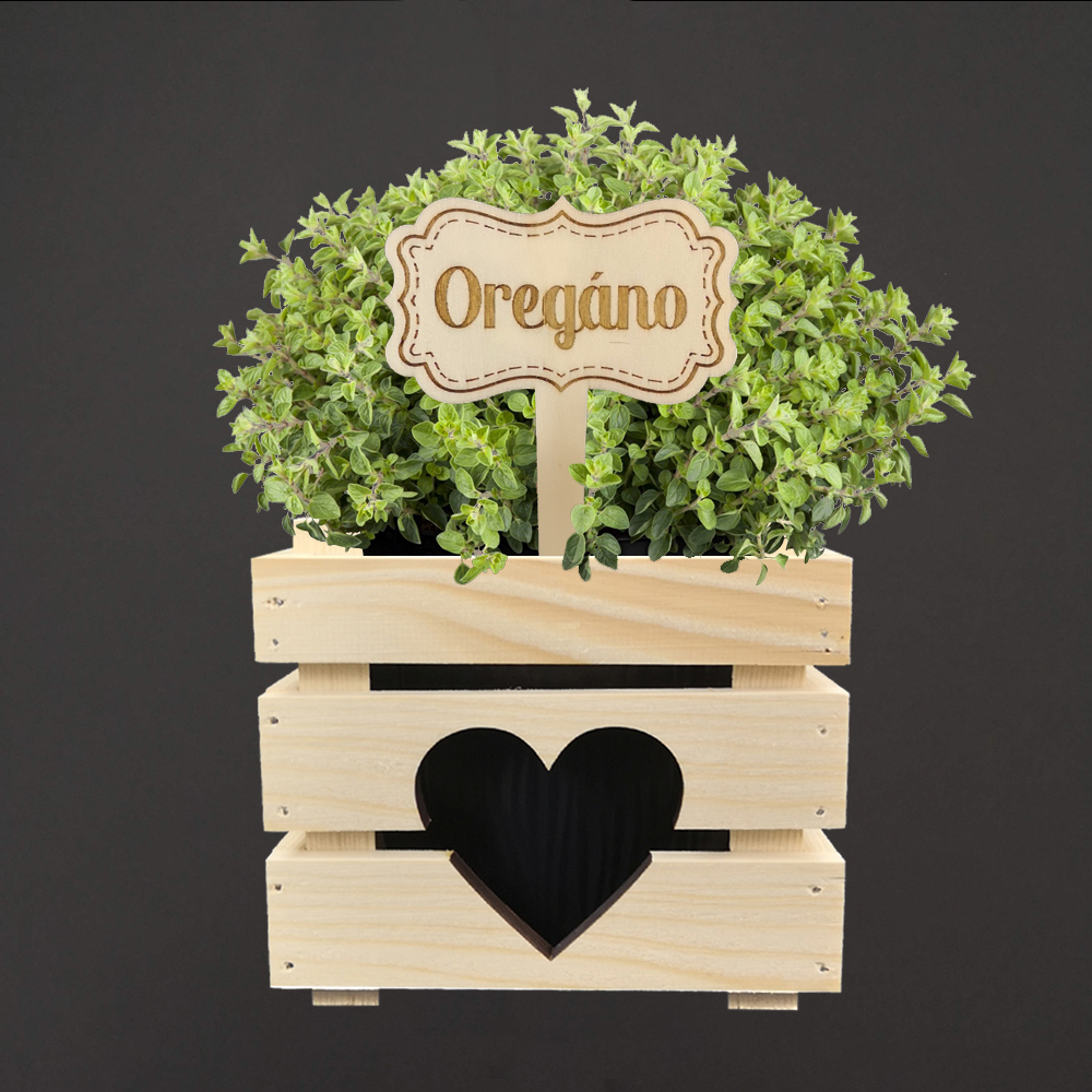 Dřevěný zápich - cedulka na bylinky Oregáno, výška 20 cm, český výrobek