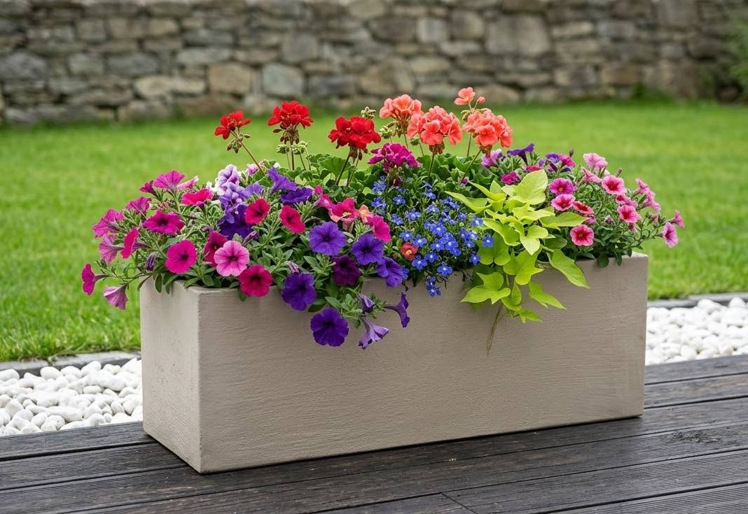 Betonový truhlík odlehčený - hladký, 53x22,5x17,5 cm, český výrobek