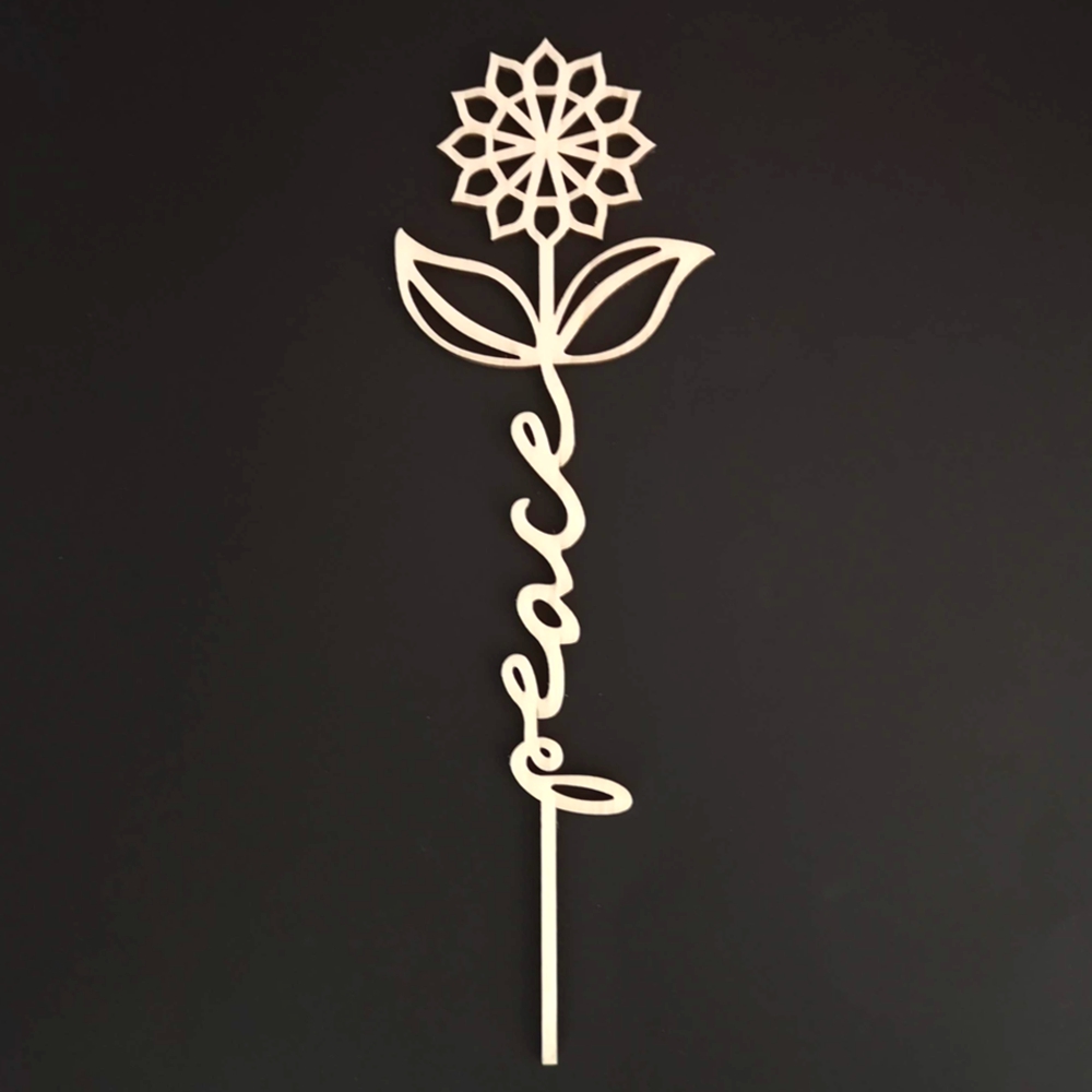Dřevěný zápich květina - Peace, délka 28 cm